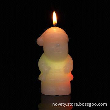 Santa claus shape, real smokeless wax candles really change colors when lit